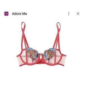 Adore Me Womens 44D Floral Embroidered Unlined Balconette Bra EUC